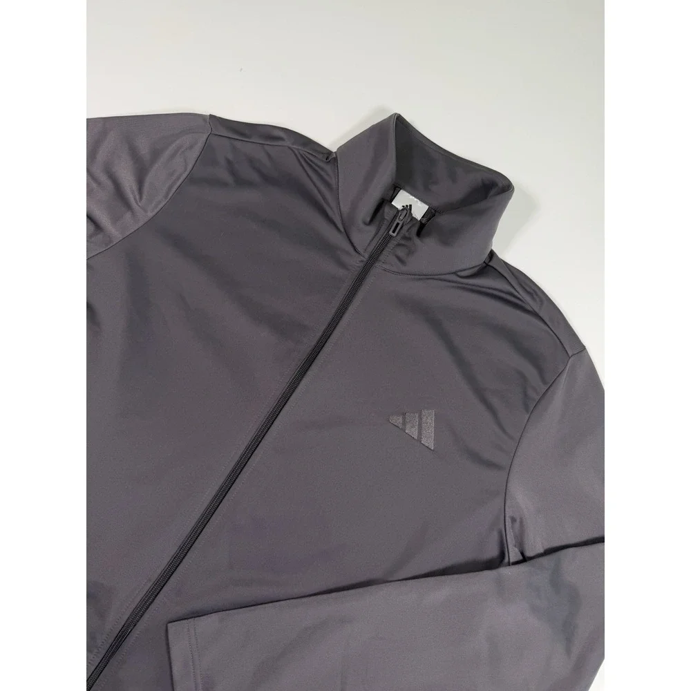 Adidas Jacket Mens XL Gray Tricot Full Zip Track Lightweight Athletic KD3631